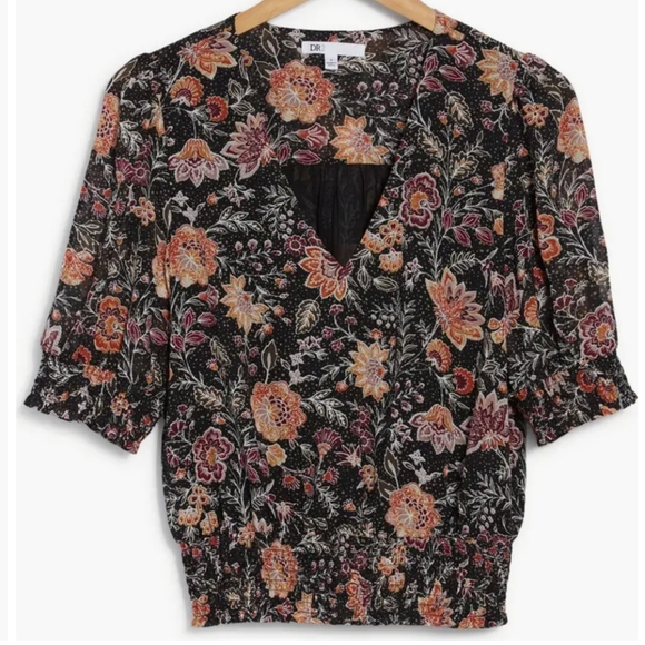 DR2 Smocked Elbow Sleeve Blouse, Size L - Picture 3 of 3